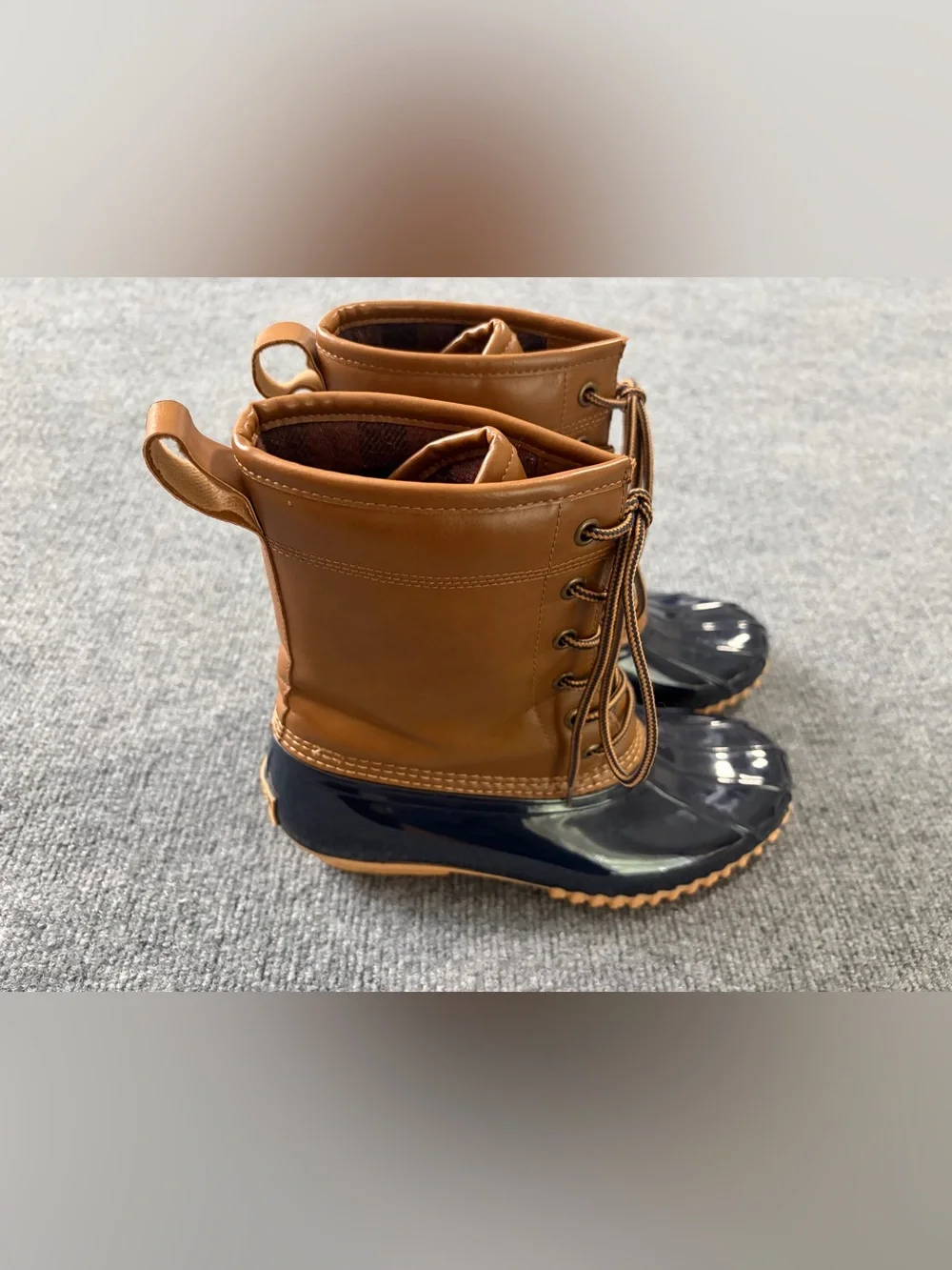 Sporto Original Duck Boots Women’s Brown Navy Lace Up Waterproof Size 7M